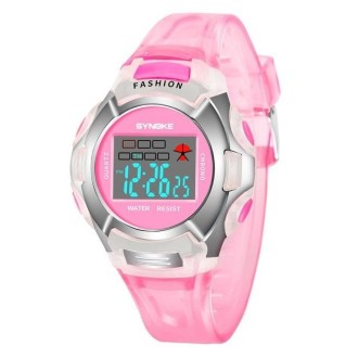 SYNOKE 99329 Waterproof Luminous Sports Electronic Watch for Children(Pink)