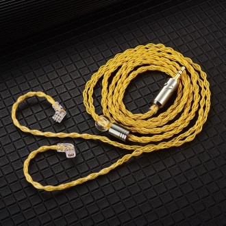 QKZ T1 8 Core TC Silver Plated 3.5mm 0.75mm 2PIN HIFI Earphone Update Cable(Yellow)