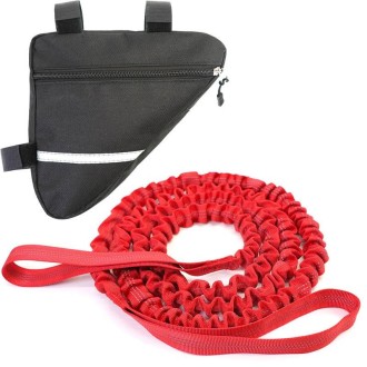 Bicycle Trailer Rope Parent-Child Tensile Traction Rope(Red + Triangle Bag)