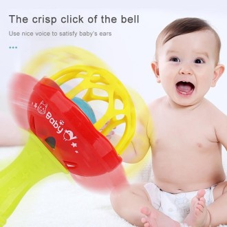 Baby Rattles Toy Intelligence Grasping Gums Plastic Hand Bell Rattle Funny Educational Toy，Color Random Delivery