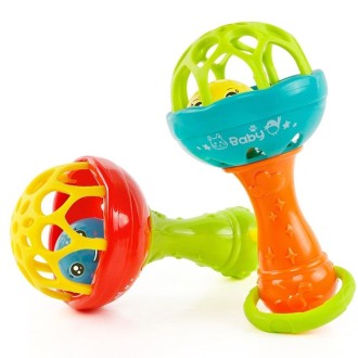 Baby Rattles Toy Intelligence Grasping Gums Plastic Hand Bell Rattle Funny Educational Toy，Color Random Delivery