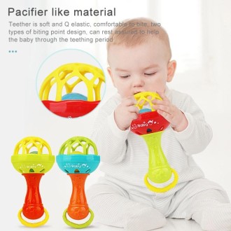 Baby Rattles Toy Intelligence Grasping Gums Plastic Hand Bell Rattle Funny Educational Toy，Color Random Delivery