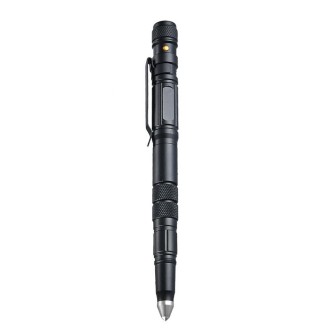 P08 Outdoor LED With Flashing Tungsten Steel Window Breaking Self-Defense Pen(Black)