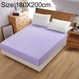 Plain Mattress Protector Bed Mat Mattress Cover Fitted Sheet, Size:180X200cm(Purple)