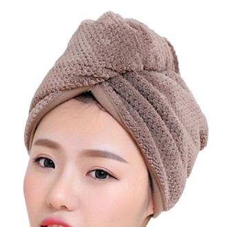 Womens Magic Quick Dry Bath Hair Drying Towel Cap Bathing Tool(Brown)