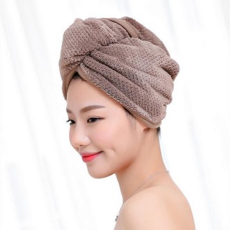 Womens Magic Quick Dry Bath Hair Drying Towel Cap Bathing Tool(Brown)