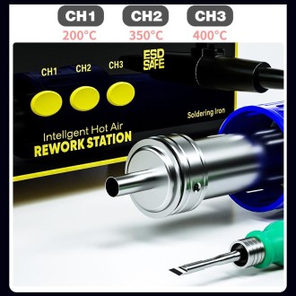 Mechanic 861DS 2 in 1 Dual Function Hot Air Gun Electric Soldering Iron Rework Station, Plug:EU