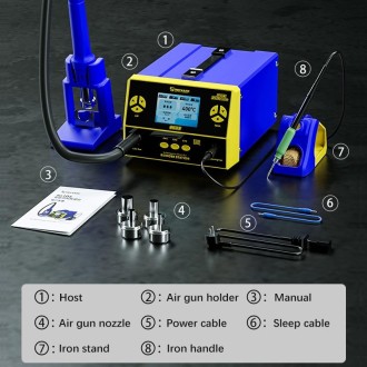 Mechanic 861DS 2 in 1 Dual Function Hot Air Gun Electric Soldering Iron Rework Station, Plug:EU