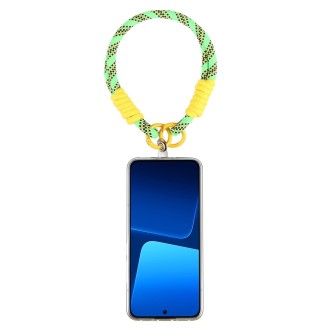 Dopamine Color Double Buckle Twist Rope Short Lanyard(Green Yellow Black)