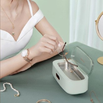 M03 Intelligent Automatic Household Small Jewelry Glasses And Watch Ultrasonic Cleaning Machine CN Plug(Ivory)