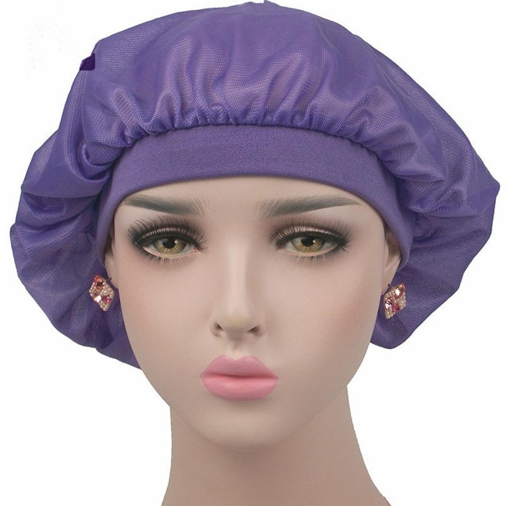 Coconut Nightcap Air Conditioning Cap Long Hair Cap Wide Band Satin Bonnet(Purple)