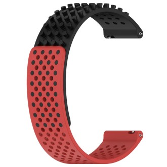 For SUUNTO 5 Peak 22mm Holes Breathable 3D Dots Silicone Watch Band(Black+Red)