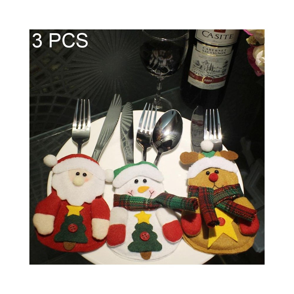 3 PCS 3 in 1 Christmas Decoration Gift Cutlery Holders Set, Random Style Delivery