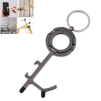 EDC Door Opener Non-Contact Press Elevator Protection Keychain Pendant, Specification: OPP Packaging(Pearl Color)