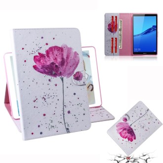 Purple Orchids Pattern Horizontal Flip Leather Case for Huawei MediaPad M5 Lite 8 / Honor Tab 5, with Holder & Card Slot & Walle