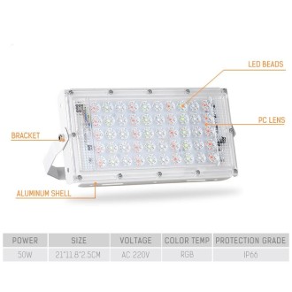 50W LED RGB Waterproof Ultra-light Outdoor Flood Light with Remote Control