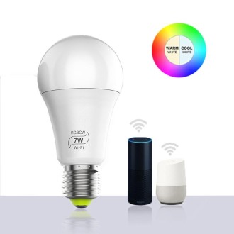 7W  E27 RGBCW WIFI LED smart bulb wireless smart home automation light(RGBCW+Warm White+White)