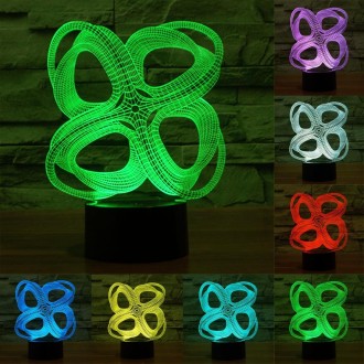 Four Circle Abstract Style 3D Touch Switch Control LED Light , 7 Color Discoloration Creative Visual Stereo Lamp Desk Lamp Night