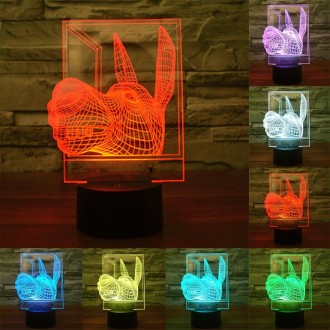 Donkey Shape 3D Touch Switch Control LED Light , 7 Colour Discoloration Creative Visual Stereo Lamp Desk Lamp Night Light