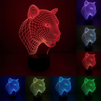 Leopard Style 3D Touch Switch Control LED Light , 7 Color Discoloration Creative Visual Stereo Lamp Desk Lamp Night Light