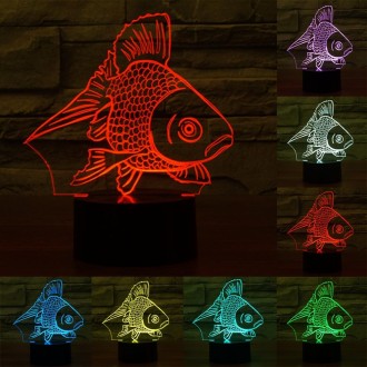 Goldfish Style 3D Touch Switch Control LED Light , 7 Color Discoloration Creative Visual Stereo Lamp Desk Lamp Night Light