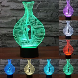 Bird In The Cage Style 3D Touch Switch Control LED Light , 7 Color Discoloration Creative Visual Stereo Lamp Desk Lamp Night Lig