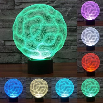 Brain Style 3D Touch Switch Control LED Light , 7 Color Discoloration Creative Visual Stereo Lamp Desk Lamp Night Light