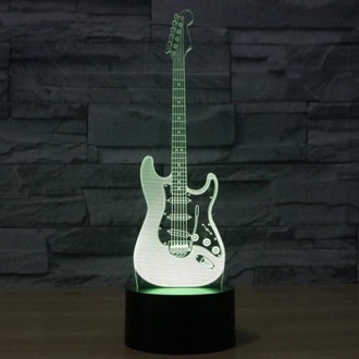 Electric Guitar Shape 3D Touch Switch Control LED Light , 7 Color Discoloration Creative Visual Stereo Lamp Desk Lamp Night Ligh