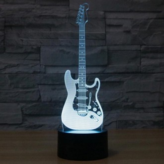 Electric Guitar Shape 3D Touch Switch Control LED Light , 7 Color Discoloration Creative Visual Stereo Lamp Desk Lamp Night Ligh