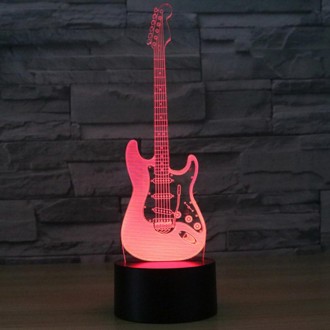 Electric Guitar Shape 3D Touch Switch Control LED Light , 7 Color Discoloration Creative Visual Stereo Lamp Desk Lamp Night Ligh