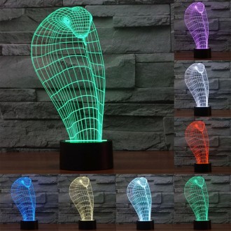 Cobra Style 3D Touch Switch Control LED Light , 7 Color Discoloration Creative Visual Stereo Lamp Desk Lamp Night Light