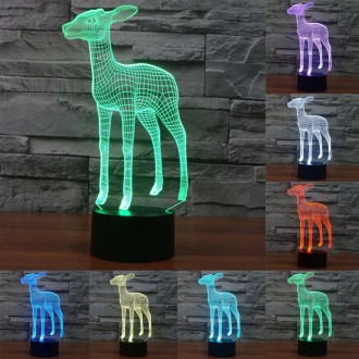 Deer Style 3D Touch Switch Control LED Light , 7 Color Discoloration Creative Visual Stereo Lamp Desk Lamp Night Light