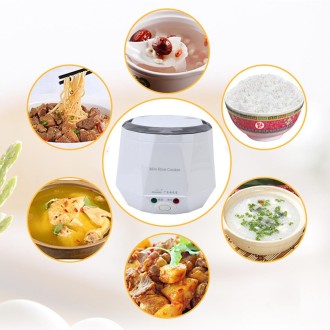 OUSHIBA Car Auto C3 Mini Multi-function Rice Cooker 12V 1.3L Volume for Rice Soup Noodles Vegetable Dessert(Green)