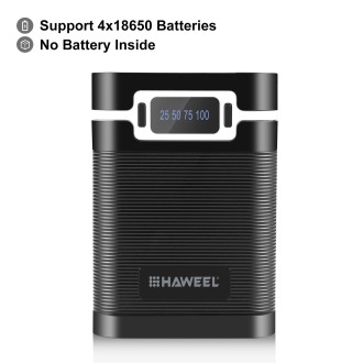 HAWEEL DIY 4x 18650 Battery (Not Included) 10000mAh Dual-way QC Charger Power Bank Shell Box with 2x USB Output & Display, Suppo