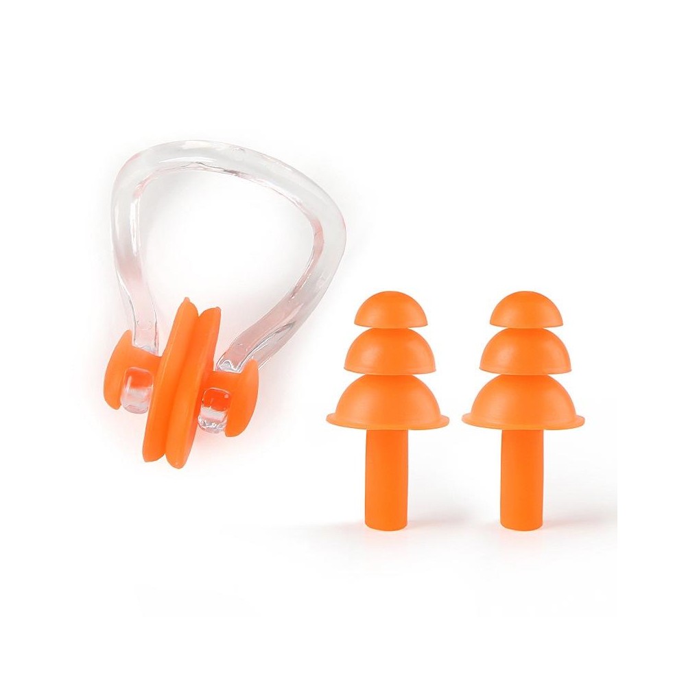 Earplugs Nose Clip Silicone Set Swimming Waterproof Equipment(Orange)