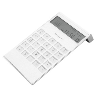 LCD Calculator With Alarm Clock World Time Perpetual Calendar Functions(White)