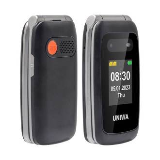 UNIWA V202T 4G Flip Style Phone, 2.4 inch Unisoc T107 Cat.1, SOS, FM, Dual SIM Cards, 21 Keys(Black)