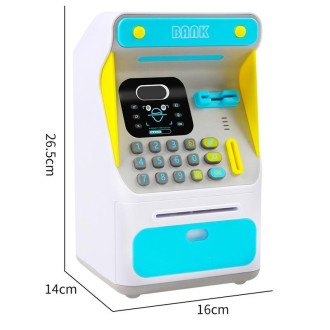 8010 Simulated Face Recognition ATM Machine Piggy Bank Password Automatic Rolling Money Safe Piggy Bank,Style: Rechargeable Vers