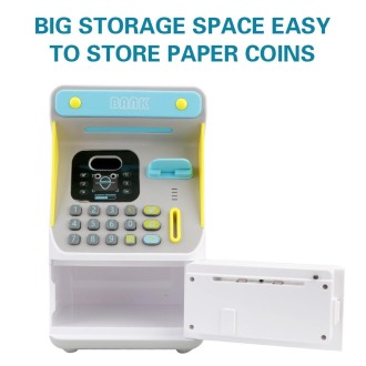 8010 Simulated Face Recognition ATM Machine Piggy Bank Password Automatic Rolling Money Safe Piggy Bank,Style: Rechargeable Vers