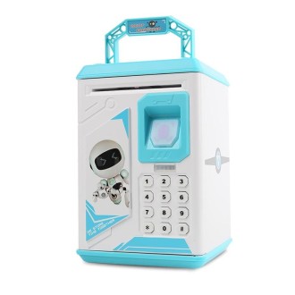 Children Cartoon Simulation Fingerprint Unlock Password Piggy Bank, Specification:Battery (Blue)