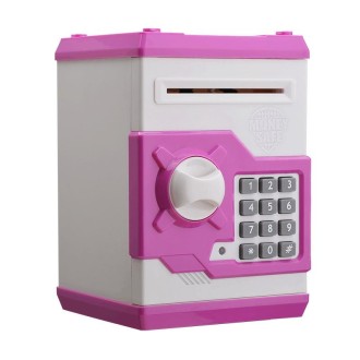 Password Safe Deposit Box Children Automatic Savings ATM Machine Toy, Colour: White Pink