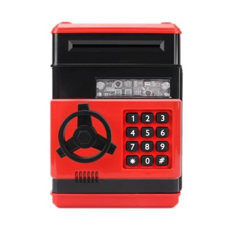 Password Safe Deposit Box Children Automatic Savings ATM Machine Toy, Colour: Reddish Black