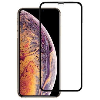 For iPhone XS Max 9H 2.5D Ultrathin Silk-screen Carbon Fiber Full Screen Protector Film(Black)