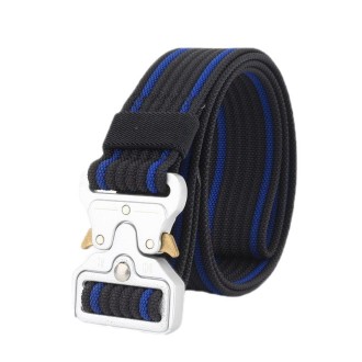 Braided Nylon Belt With Quick Release Buckle(Black Blue Edge)