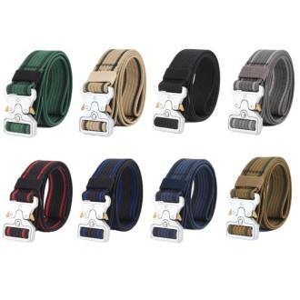 Braided Nylon Belt With Quick Release Buckle(Black Blue Edge)