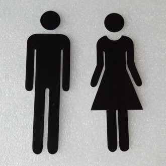 2 PCS 20cm 3D DIY Man & Woman Toilet Sticker WC Door Sign Decals Toilet Signs(Black)