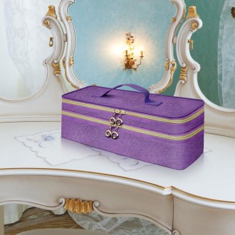 Double-layer Travel Convenient Large-capacity Integrated Hair Salon Storage Bag(Purple)