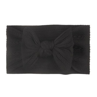 Soft Jacquard Nylon Children Headwear Baby Bow Headband(Black)