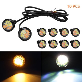 10 PCS 23mm 12LEDs SMD-4014 DC9-80V Motorcycle Eagle Eye Light(White and Yellow Light)