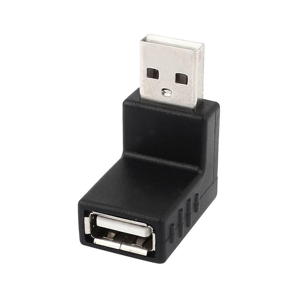 USB 2.0 AM to AF Adapter with 90 Degree Angle(Black)